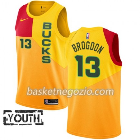 Canotte Bambino Milwaukee Bucks Malcolm Brogdon 13 2018-19 Nike City Edition Giallo Swingman